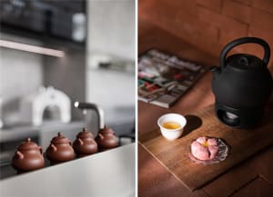 Cozy kitchen with a sink, countertop, dining table, and book, with a warm and inviting atmosphere