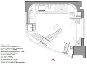 2D floor plan of a modern house with clean lines, minimalistic elements, and various rooms including living room, kitchen, dining area, bedroom, and bathroom