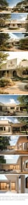 A spacious outdoor patio with a large dining table and multiple chairs, creating an inviting atmosphere for social gatherings or relaxation