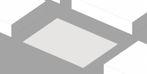 Minimalist abstract architectural composition featuring white rectangular forms and grey concrete surfaces in a geometric arrangement.