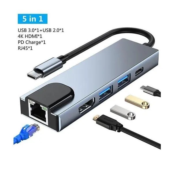 8 In 1 USB C Adapter,Type C HUB Ethernet HDMI Adapter thumbnail 2