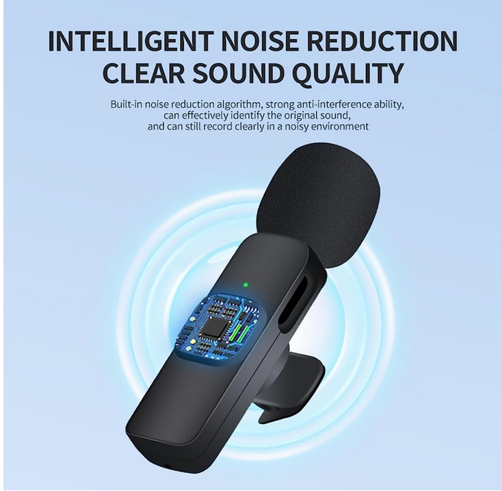 K8 Wireless Lavalier Microphone Plug and Play iPhone Android thumbnail 2