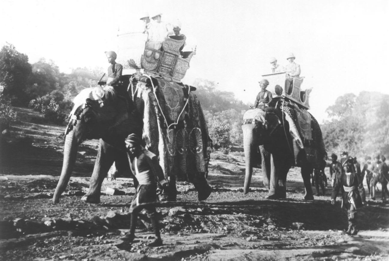 Lord Curzon's elephant procession to Sanchi Tope, 1899.