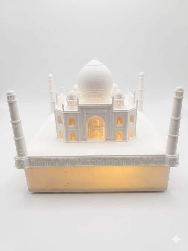 Taj Mahal RGB LED Decorative Showpiece with Transparent Display Case | Premium Home Décor | Pigglitz