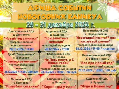 Афиша событий новогодних каникул