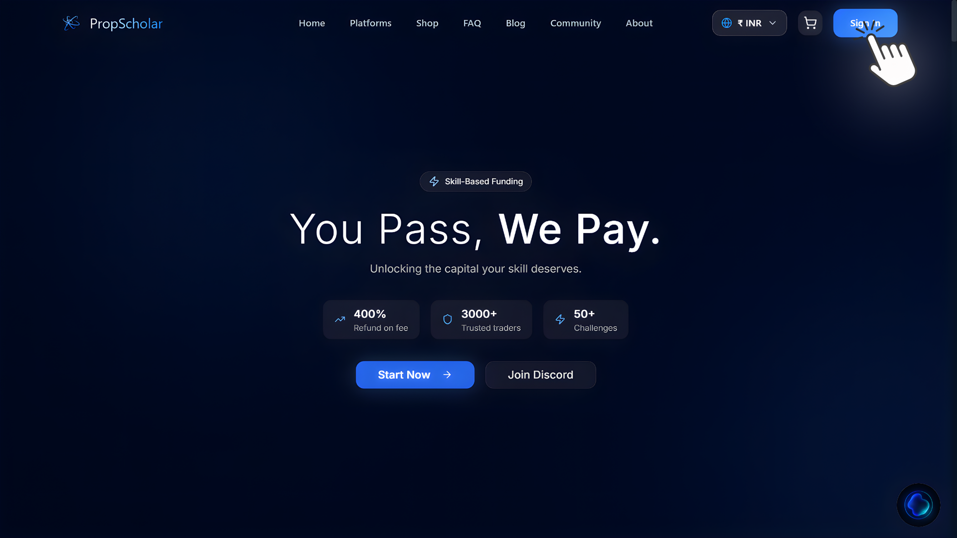 PropScholar sign in page