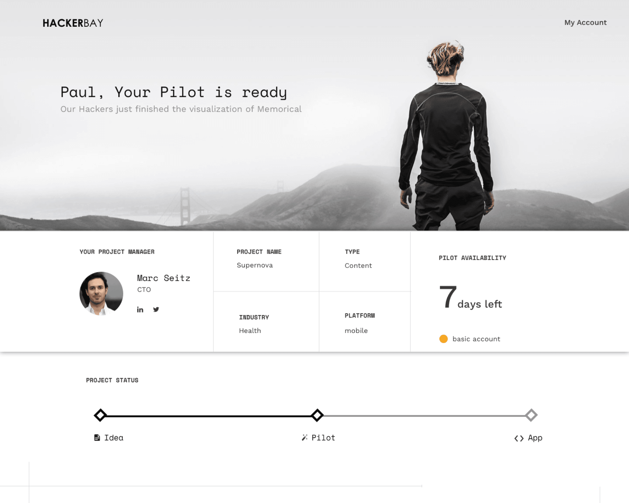 A clean interface for Hackerbay's clients