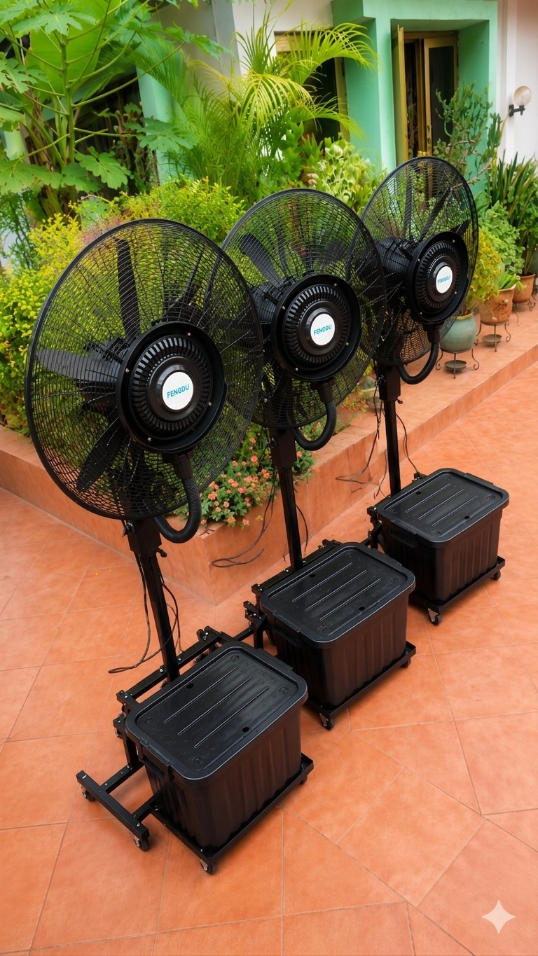 Mist Fans, Mist Fans. Example photo from Boblys Rentals.