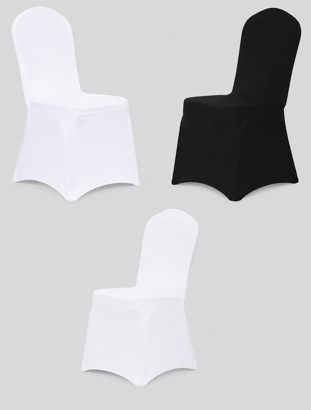 Chair covers, Color: White. Example photo from Boblys Rentals.