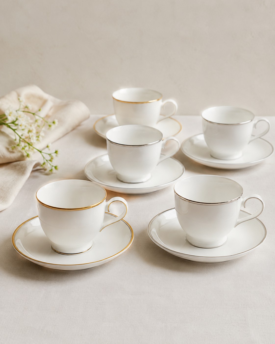 Tea Cups, Type: White. Example photo from Boblys Rentals.