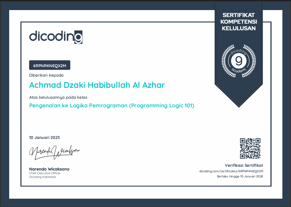 Dicoding – Belajar Logika Pemrograman