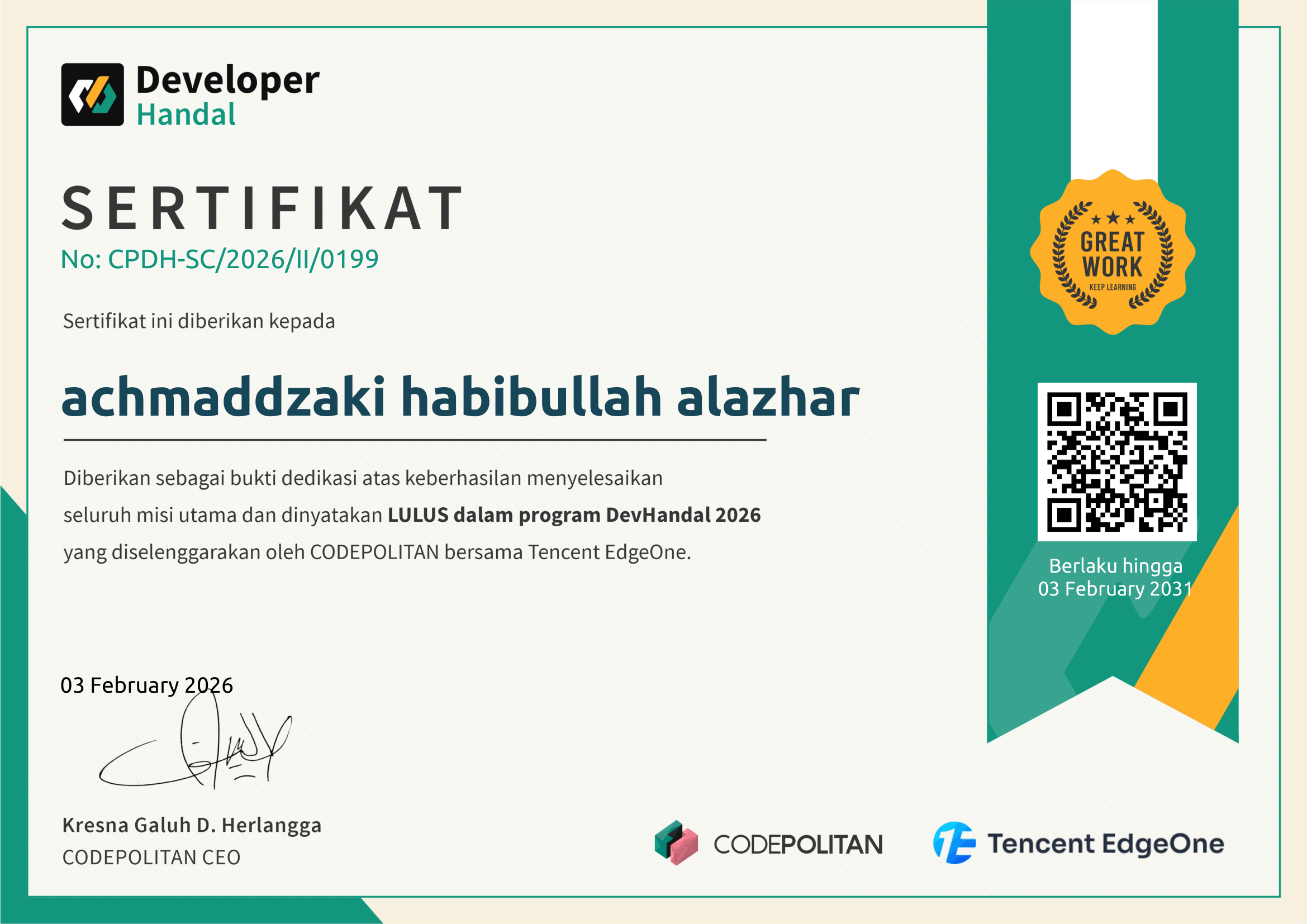 CodePolitan – DevHandal 2026 (Developer Handal)