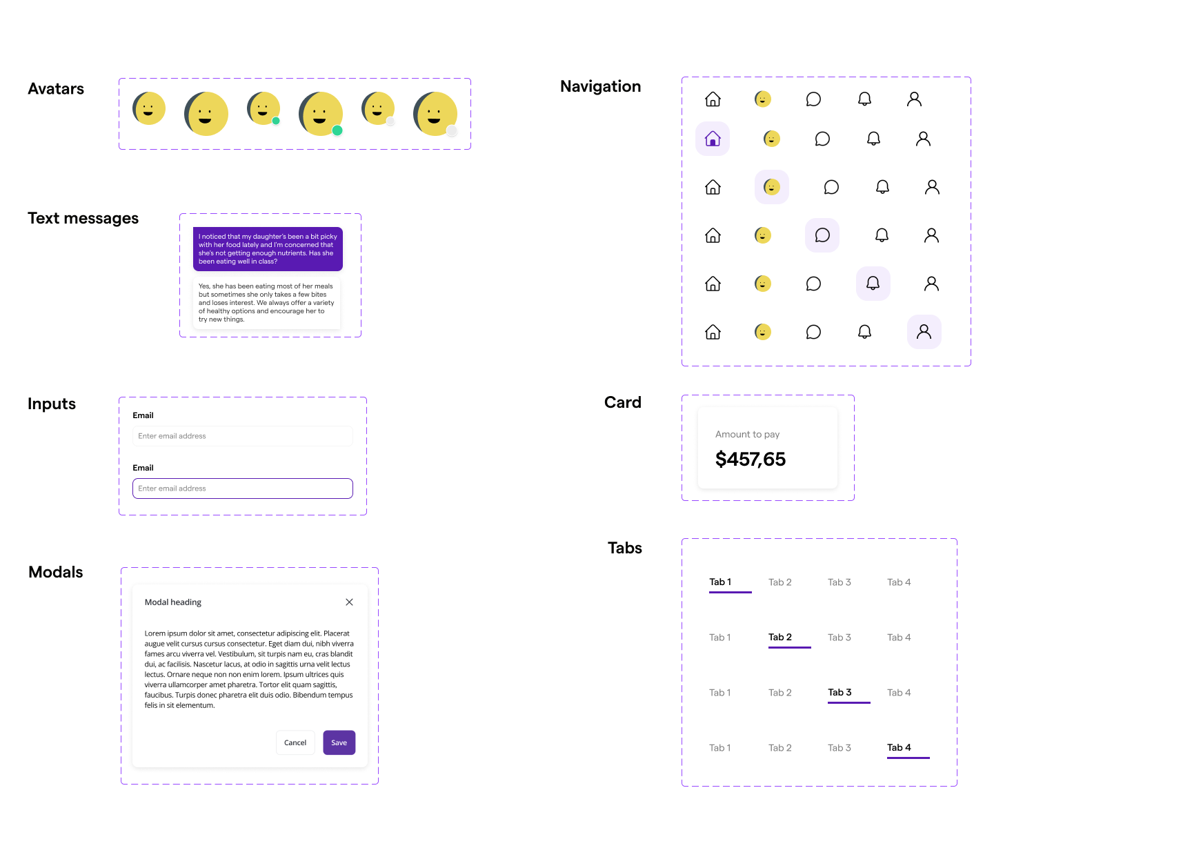 Component library — navigation and feedback