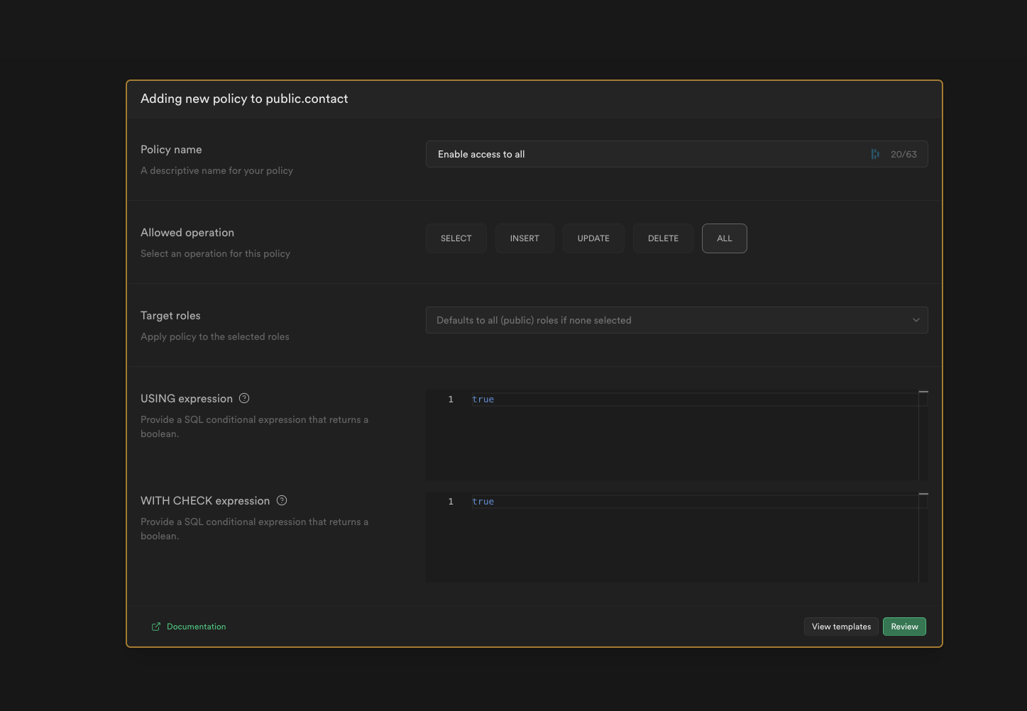 Enable access