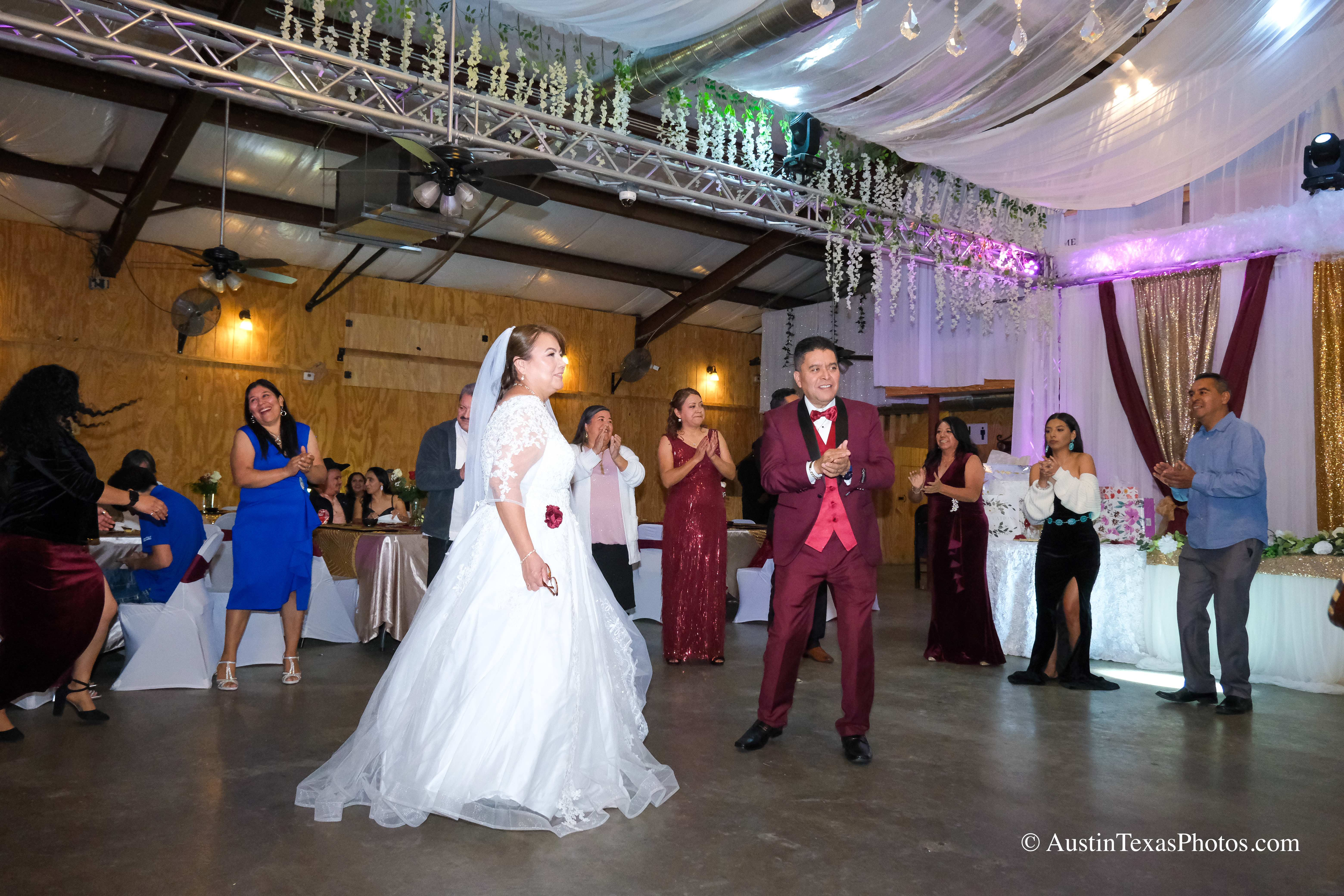 Bride and groom first dance at wedding reception
