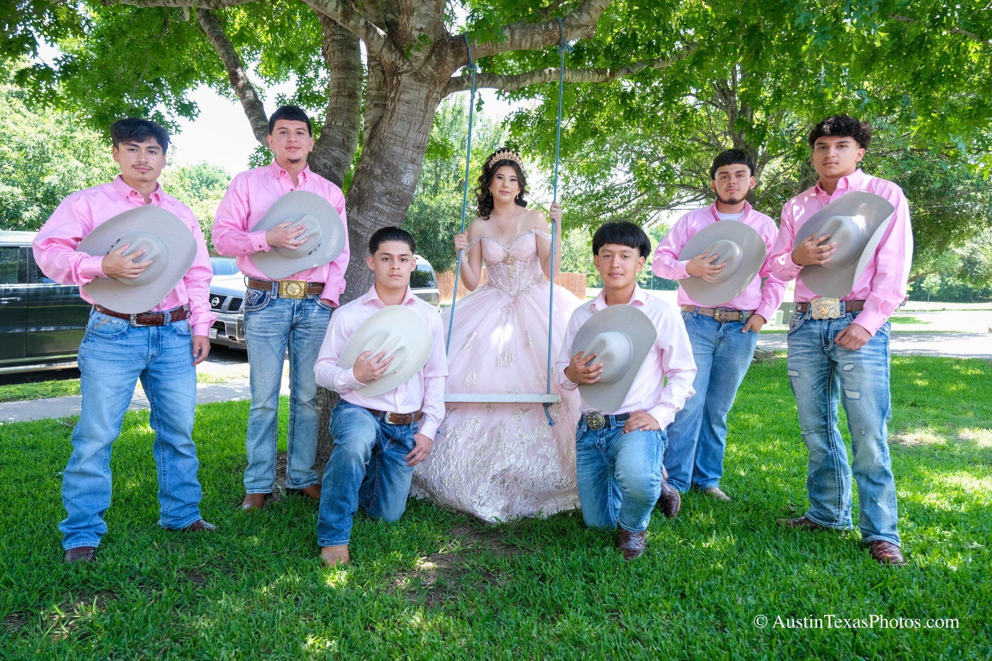 Quinceañera full dress portrait showing gown on event day