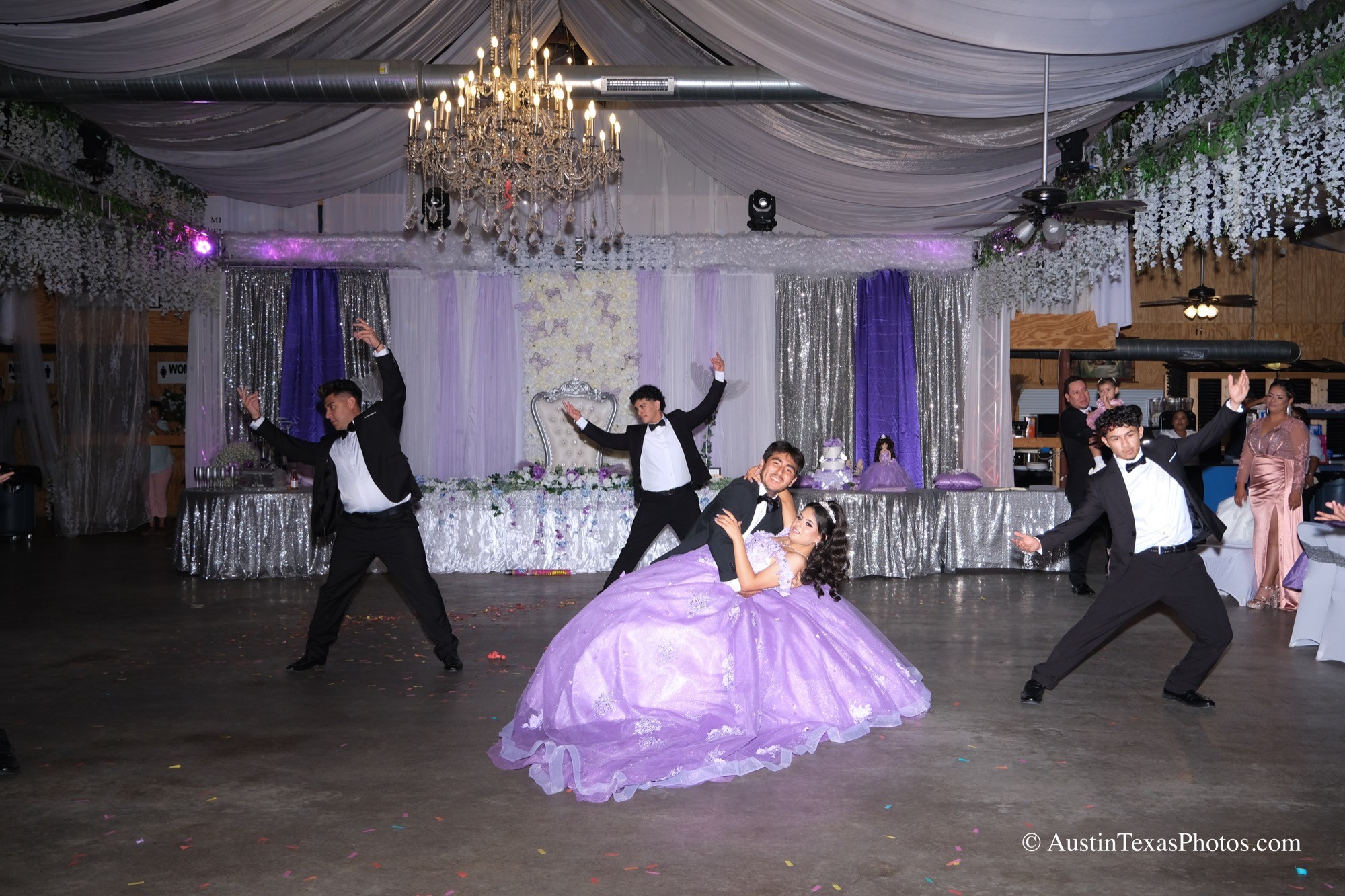 Quinceañera choreographed dance with chambelanes
