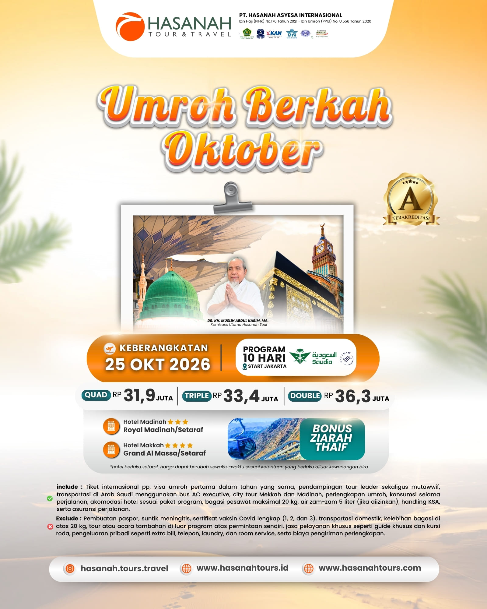 Umroh Hasanah 25 Oktober 2026
