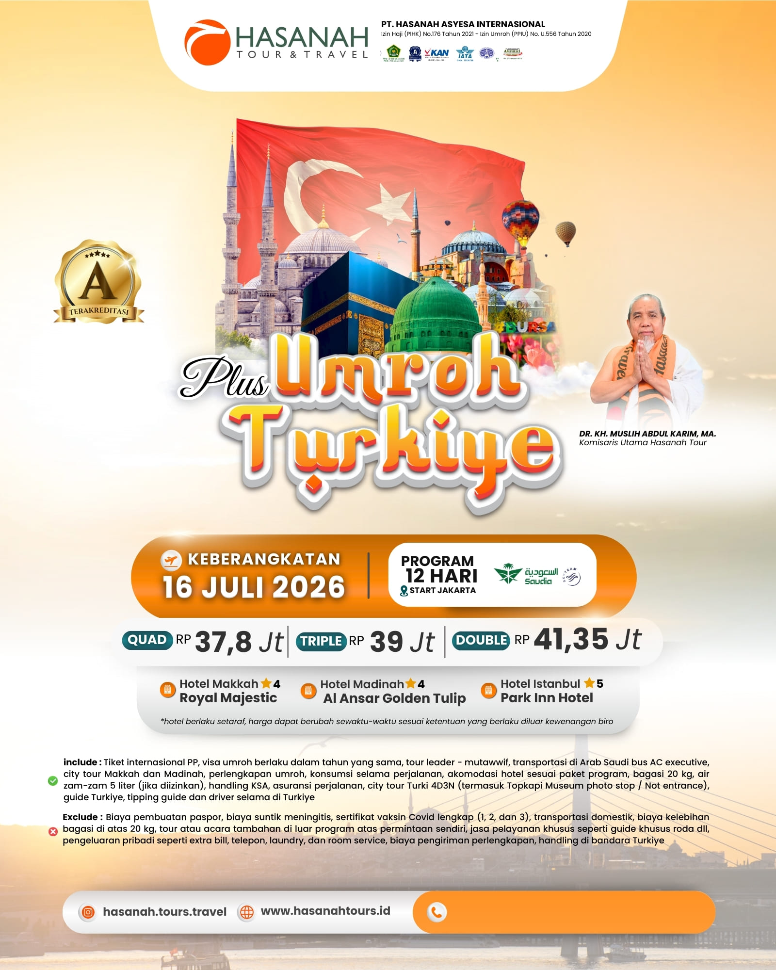 Umroh Plus Turkey 16 Juli 2026