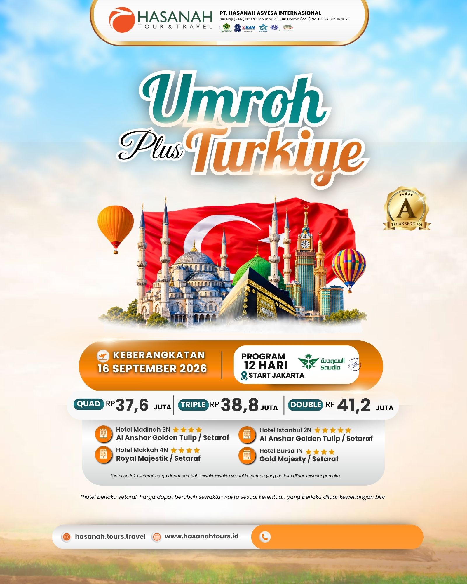 Umroh Plus Turkey 16 September 2026