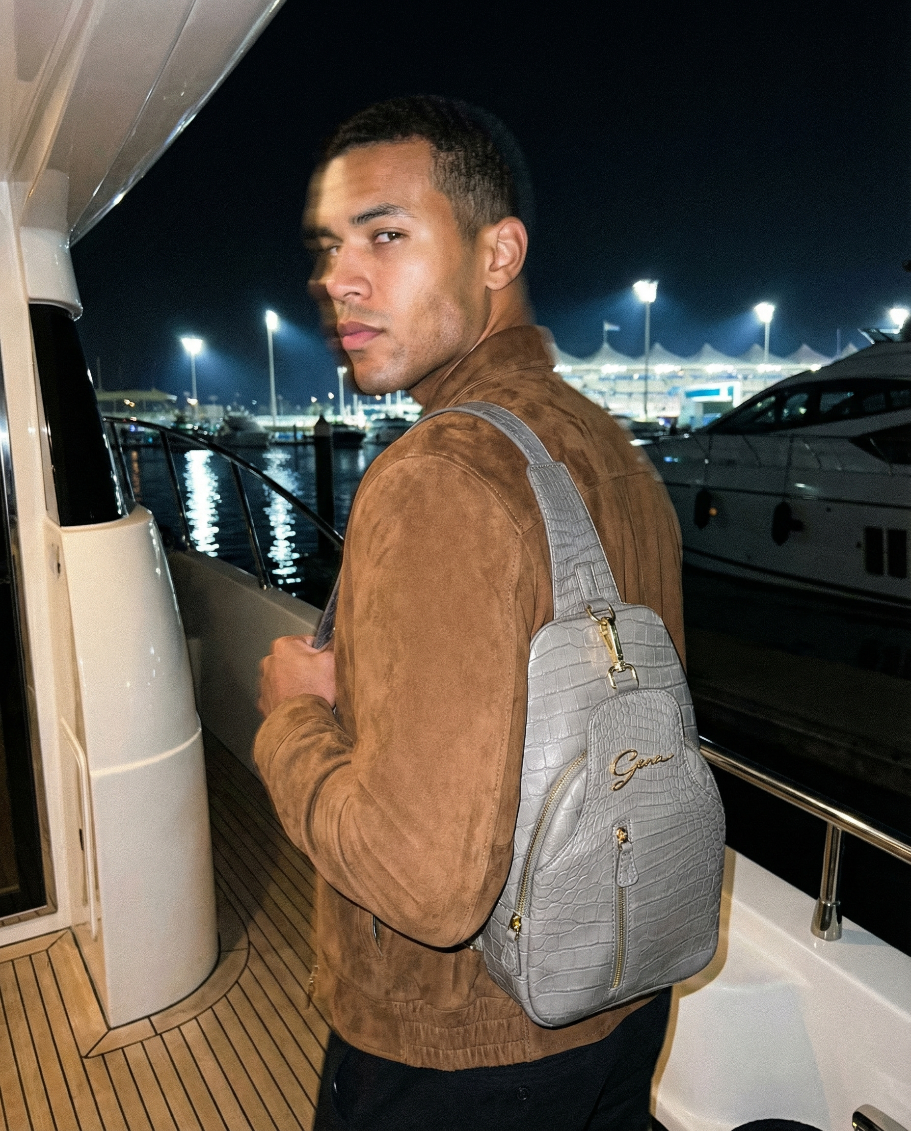 Black Crocodile Sling Bag