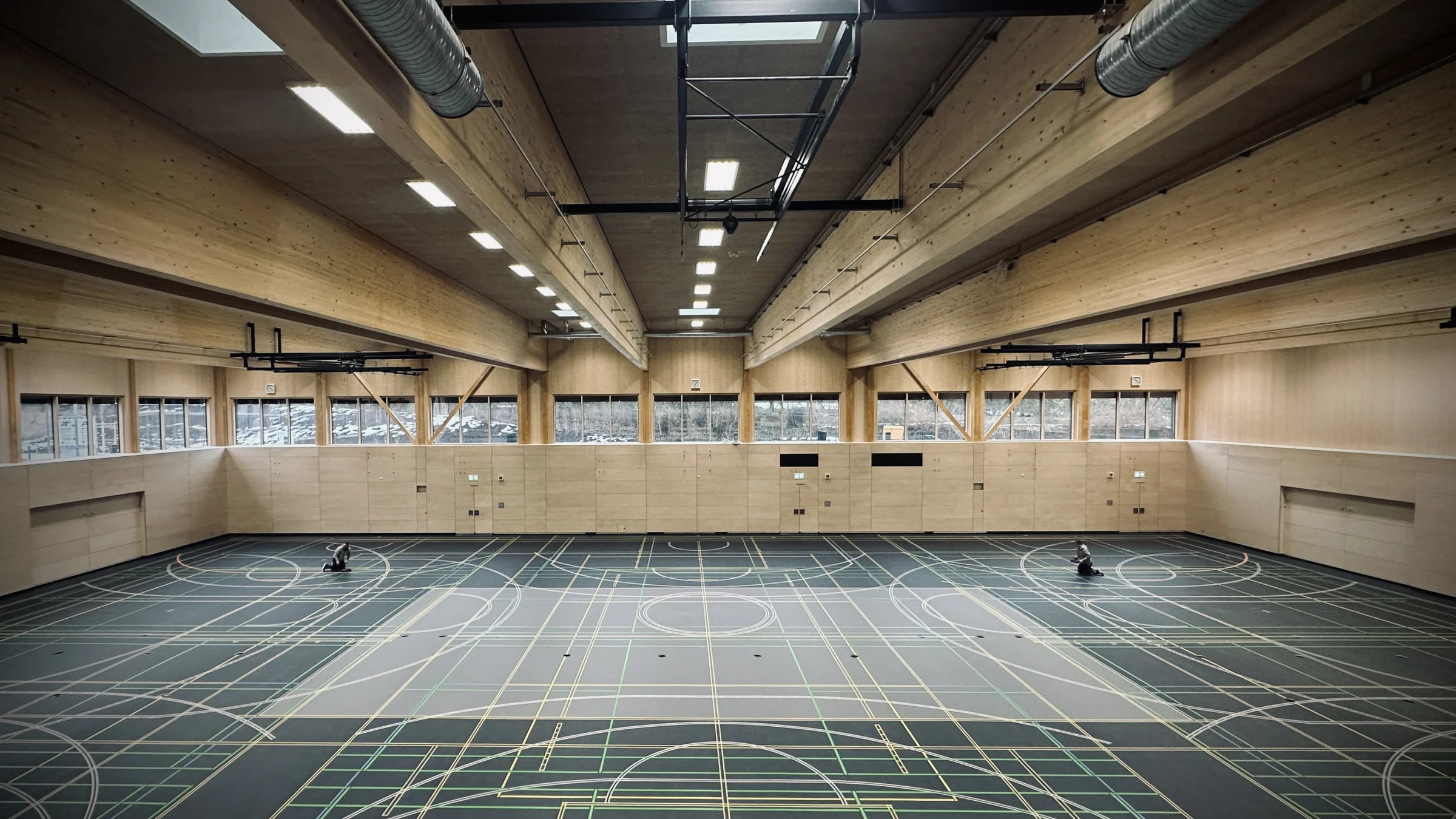 Linierung in der neuen Sporthalle