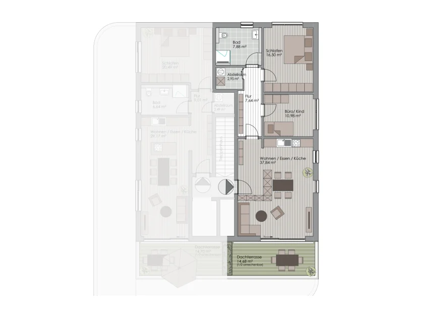 Entwurf Penthauswohnung mit Dachterrasse 5.OG