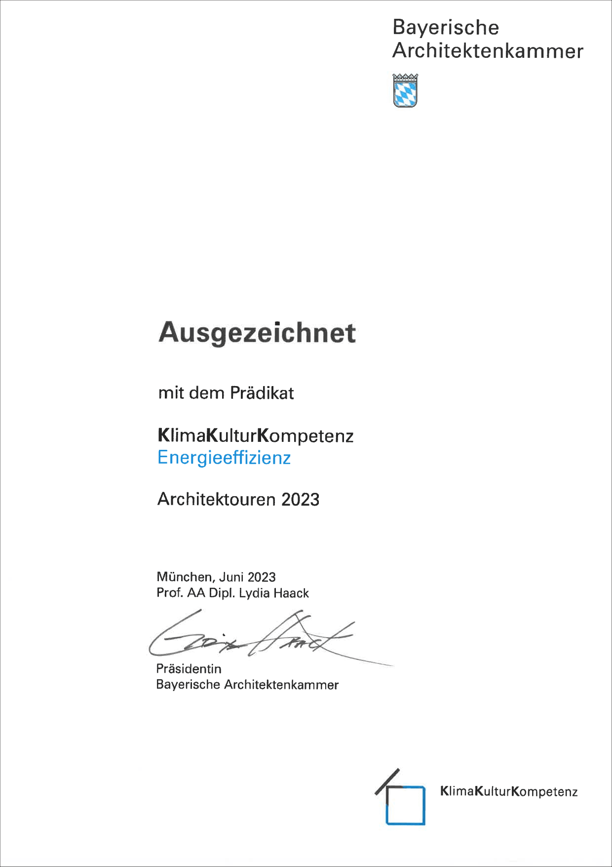 Auszeichnung "KlimaKulturKompetenz"