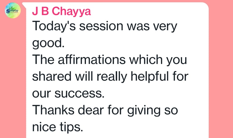 WhatsApp testimonial from a client of Suman Manjrekar's MMH wealth coaching, message 5