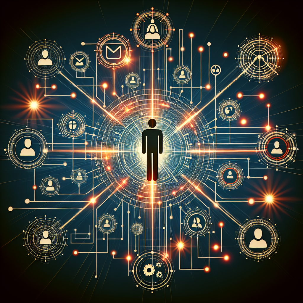 Generate an image of multiple communication channels such as social media, emails, and job portals, interconnected by a web of digital connections, with a focus on effective reach and engagement for recruitment purposes, in a contemporary, stylish design.