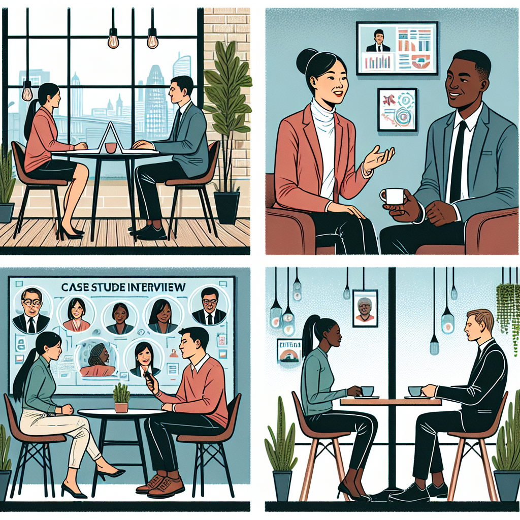 Generate an image of a diverse group of candidates experiencing a personalized interview process. The scene should show different interview setups tailored to each individual's preferences, creating a warm and inviting atmosphere with friendly recruiters.
