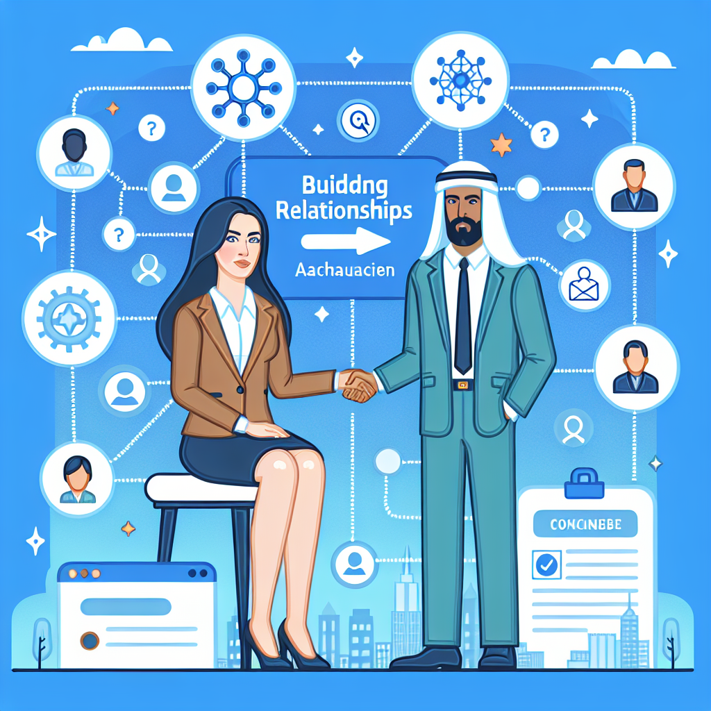 Generate an image of a recruiter building relationships via multiple channels like phone calls, emails, and social media, with visual elements showing connections and networking between recruiter and potential candidates.