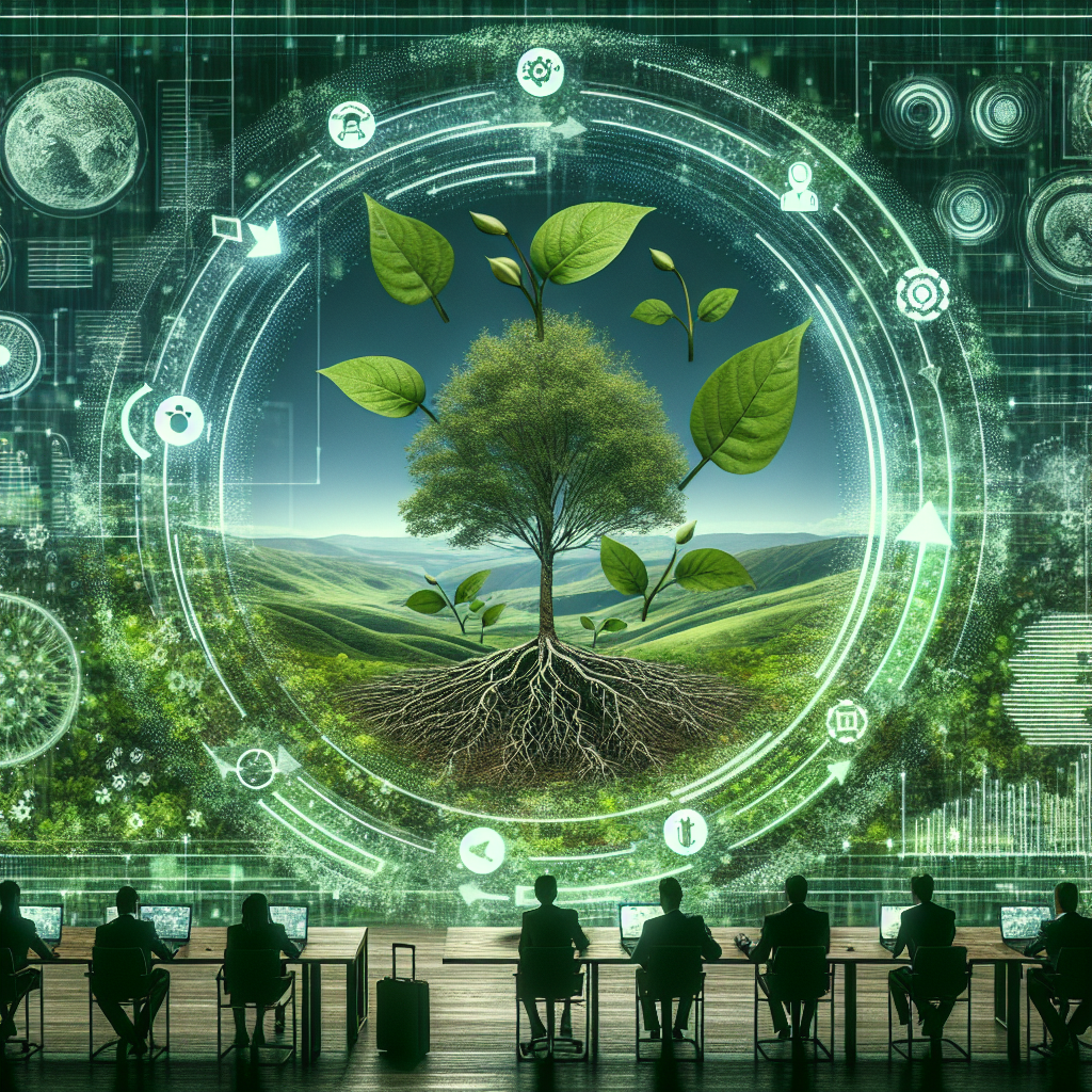 Generate an image focusing on the concept of building sustainable customer relationships through lead generation in cybersecurity. Depict a nurturing ecosystem where digital seedlings representing leads grow into sturdy trees, symbolizing long-term customer relationships. The color palette should be green and lush, evoking growth and sustainability.