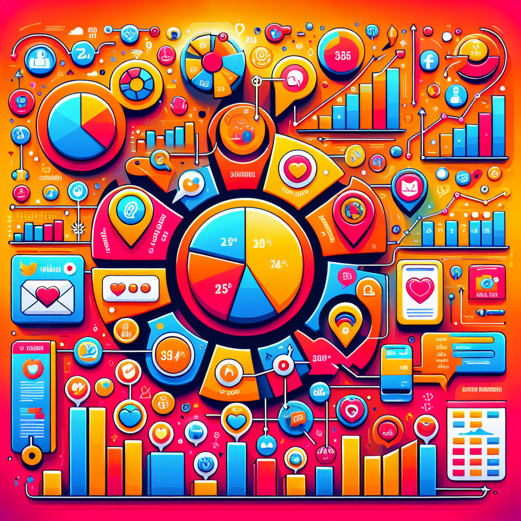 Generate an image of a vibrant social media dashboard filled with analytics and charts depicting e-commerce lead generation. Include icons of popular social media platforms surrounded by arrows pointing towards growth graphs to symbolize increasing customer engagement. Use bright colors to convey energy and potential.