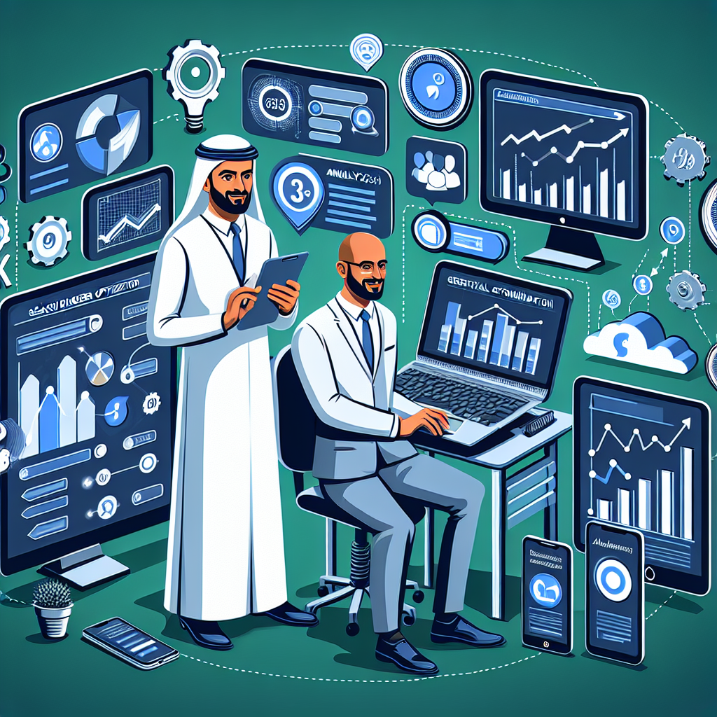 Generate an image depicting a digital strategy planner equipped with various SEO tools, charts, and analytics symbols, emphasizing a B2B consultancy environment. The image should convey a sense of organization and strategic planning, with graphs and growth indicators prominently displayed on multiple devices.