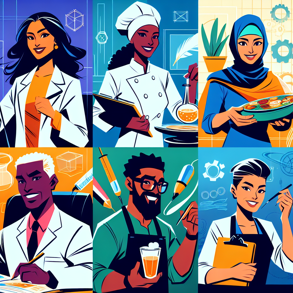 Generate an image of an animated storyboard where diverse characters from various industries are featured, each telling their success story. Use vibrant colors and expressive illustrations to capture the essence of impactful storytelling.