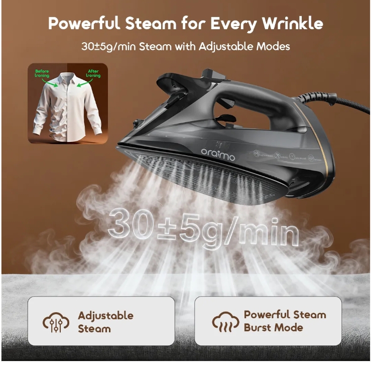 oraimo SteamCore 2500W LED Display Electric Iron view 3
