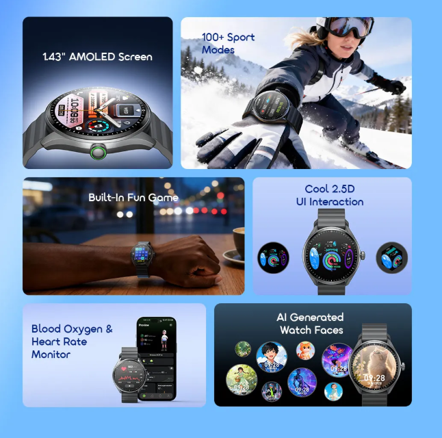 oraimo Watch Nova 2R Lite 1.43" AMOLED 30-Day Standby Smart Watch view 4