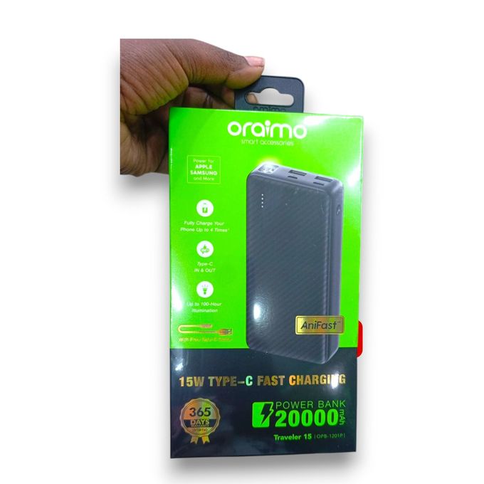Orimo Oraimo Power bank Traveler 15 - 20,000mAh Power Bank - 15W Type-C Fast Charging - Genuine, 1 Year Warranty Kenya