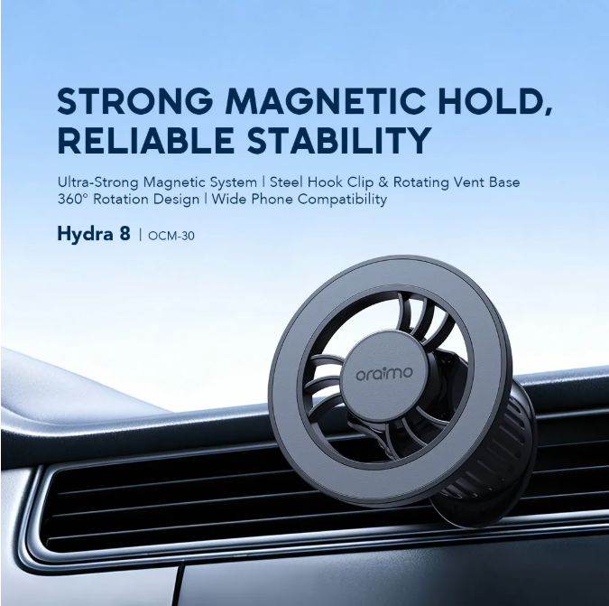 oraimo Hydra 8 Strong Magnetic Reliable Stability Car Mount view 3