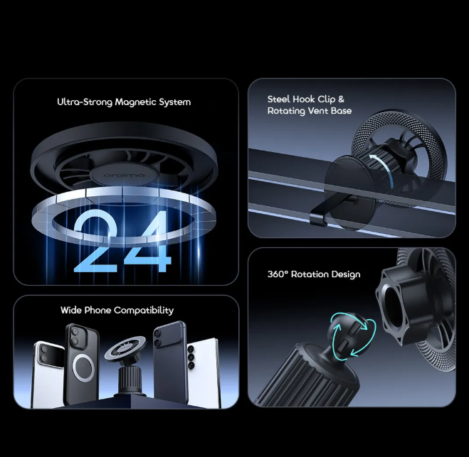 oraimo Hydra 8 Strong Magnetic Reliable Stability Car Mount view 4