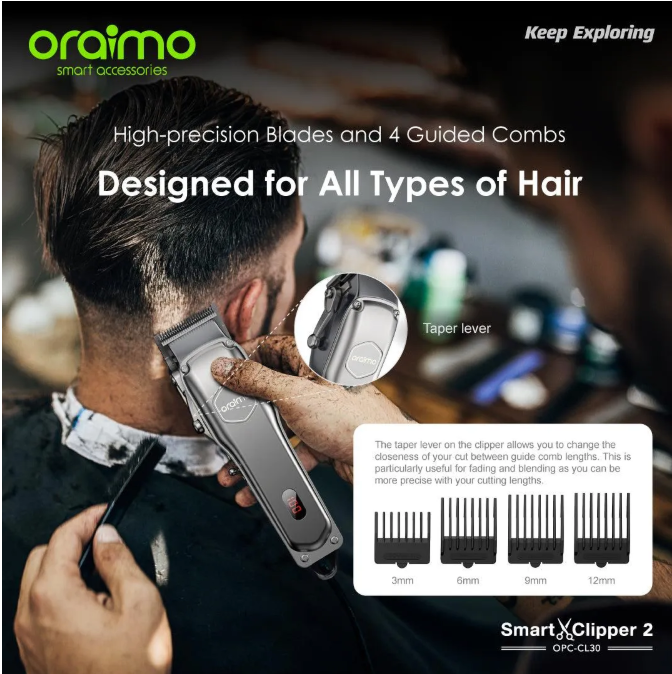 Oraimo Cordless Rechargeable Shaving Machine with Power Percentage Display- SmartClipper 2 - OPC-CL30 view 7
