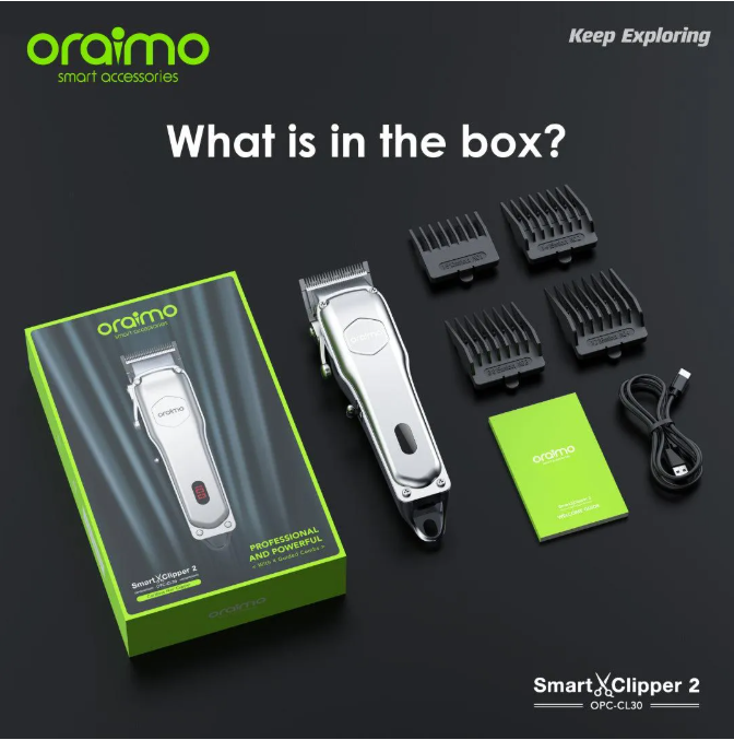 Oraimo Cordless Rechargeable Shaving Machine with Power Percentage Display- SmartClipper 2 - OPC-CL30 view 6