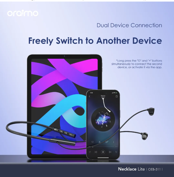 Share this product    Oraimo Necklace lite(OEB-311) call vibration wireless headphone view 8