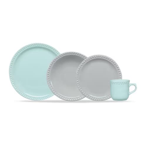 Vajilla Mauve Vintage 16 Piezas Gris con Menta SANTA ANITA