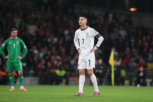 Reaksi frustrasi Cristiano Ronaldo setelah kartu merah