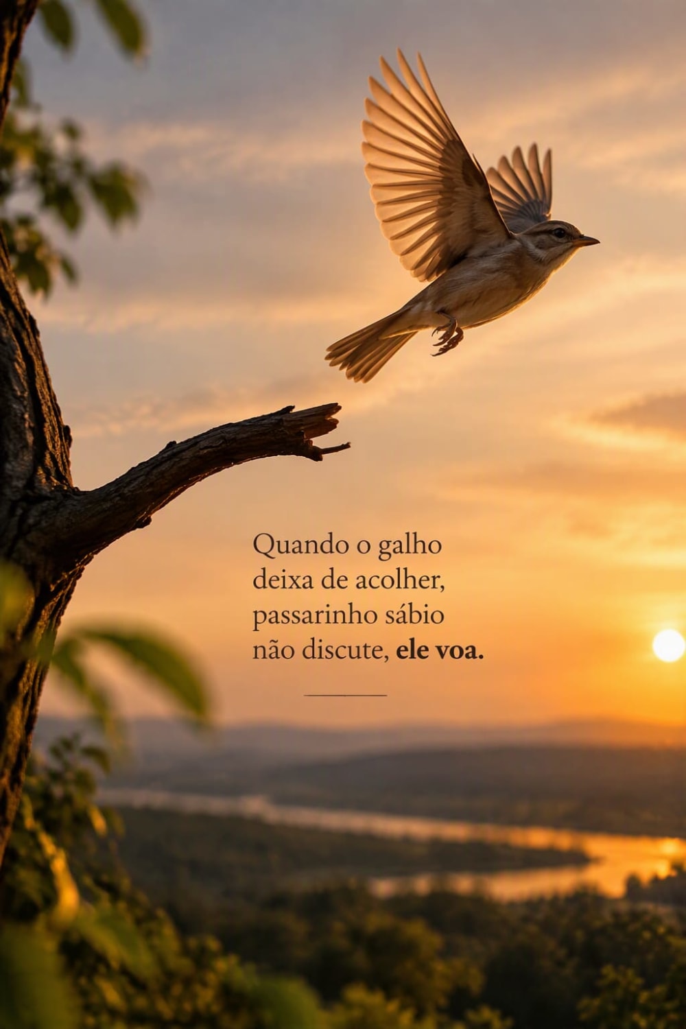 Quando o galho deixa de acolher, o pássaro voa.