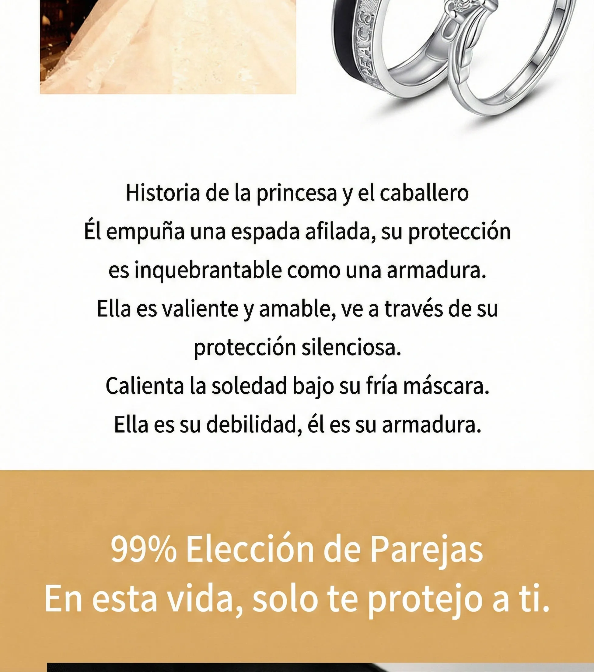 AMOR REAL: ANILLOS DE PRINCESA Y CABALLERO CON AJUSTE DE APERTURA Y ELEGANCIA 3