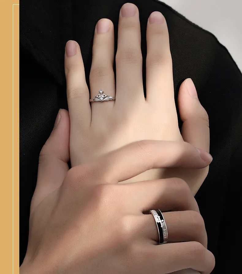 AMOR REAL: ANILLOS DE PRINCESA Y CABALLERO CON AJUSTE DE APERTURA Y ELEGANCIA 4