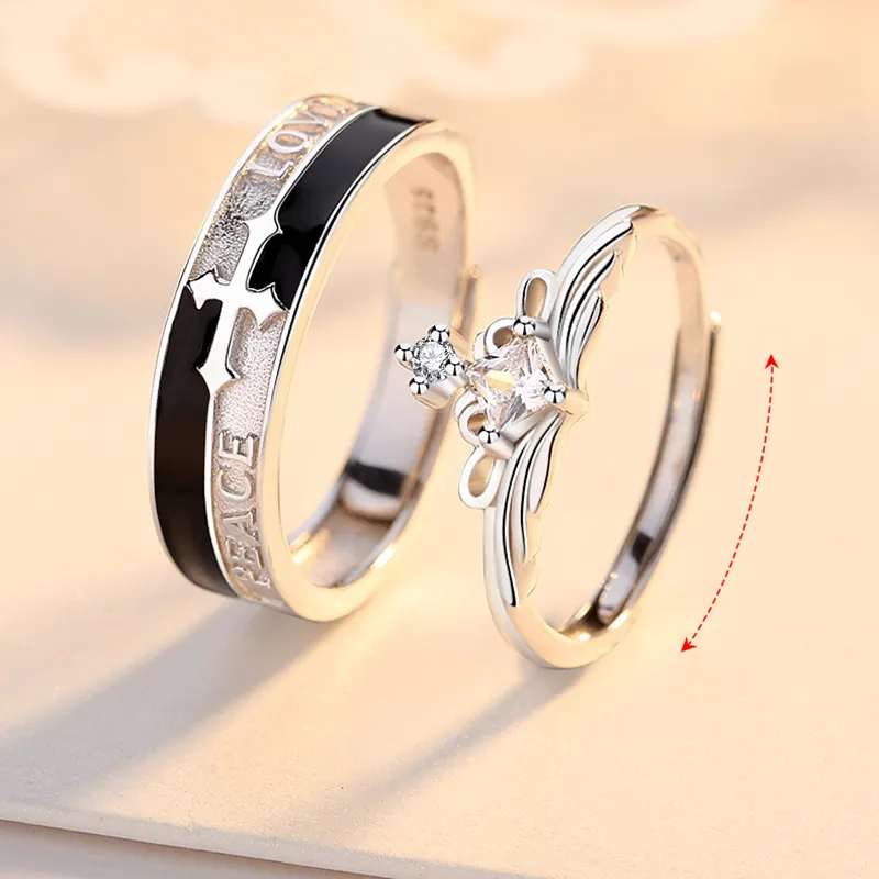 AMOR REAL: ANILLOS DE PRINCESA Y CABALLERO CON AJUSTE DE APERTURA Y ELEGANCIA 5